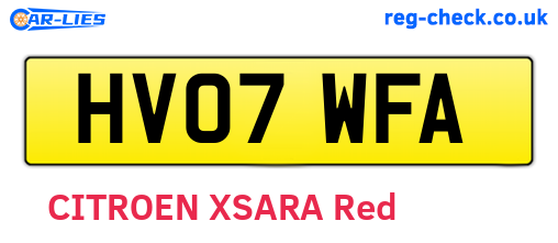 HV07WFA are the vehicle registration plates.