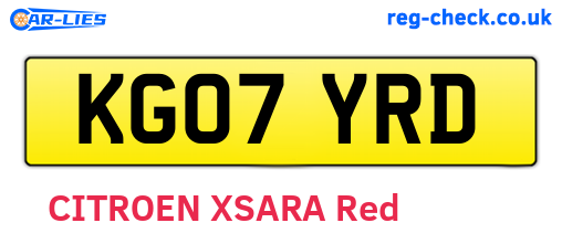 KG07YRD are the vehicle registration plates.