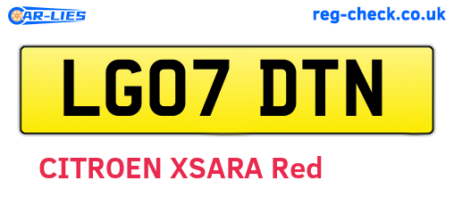 LG07DTN are the vehicle registration plates.