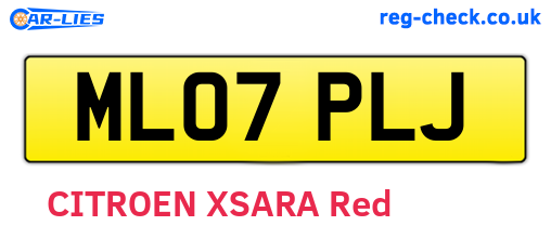 ML07PLJ are the vehicle registration plates.