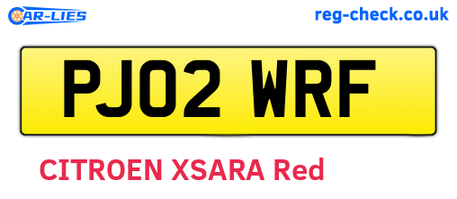 PJ02WRF are the vehicle registration plates.