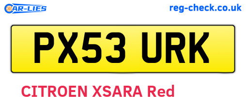 PX53URK are the vehicle registration plates.