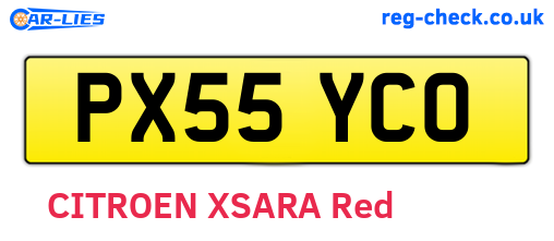 PX55YCO are the vehicle registration plates.