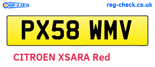PX58WMV are the vehicle registration plates.