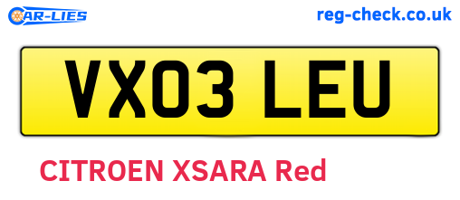 VX03LEU are the vehicle registration plates.