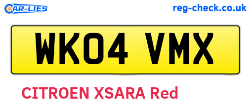 WK04VMX are the vehicle registration plates.