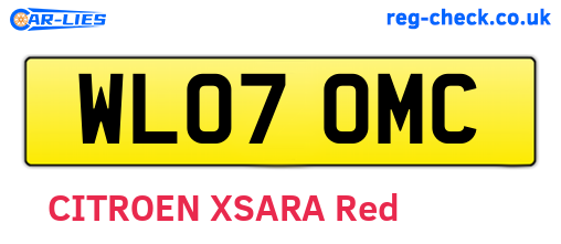 WL07OMC are the vehicle registration plates.