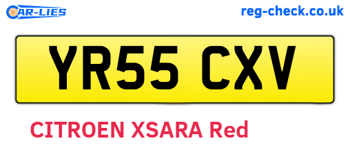 YR55CXV are the vehicle registration plates.