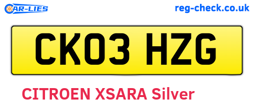 CK03HZG are the vehicle registration plates.