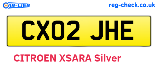 CX02JHE are the vehicle registration plates.