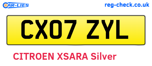 CX07ZYL are the vehicle registration plates.