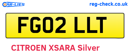 FG02LLT are the vehicle registration plates.