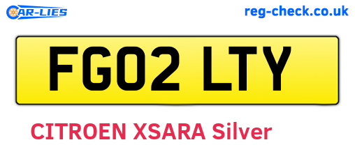 FG02LTY are the vehicle registration plates.