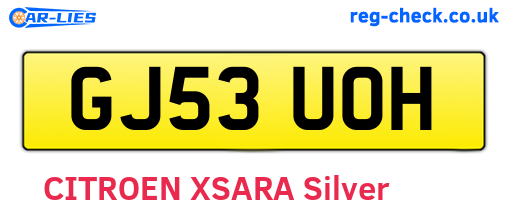 GJ53UOH are the vehicle registration plates.