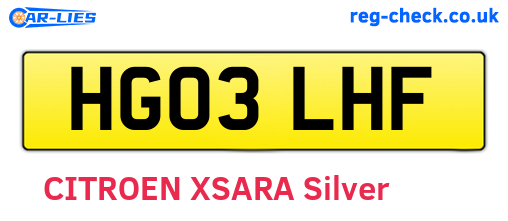 HG03LHF are the vehicle registration plates.