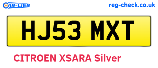 HJ53MXT are the vehicle registration plates.