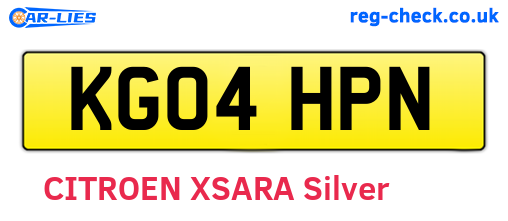 KG04HPN are the vehicle registration plates.