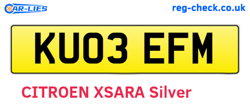 KU03EFM are the vehicle registration plates.