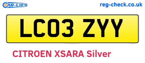 LC03ZYY are the vehicle registration plates.