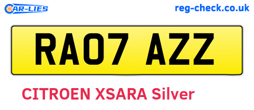 RA07AZZ are the vehicle registration plates.