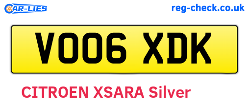 VO06XDK are the vehicle registration plates.
