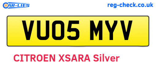 VU05MYV are the vehicle registration plates.