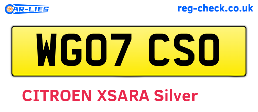 WG07CSO are the vehicle registration plates.