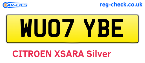 WU07YBE are the vehicle registration plates.