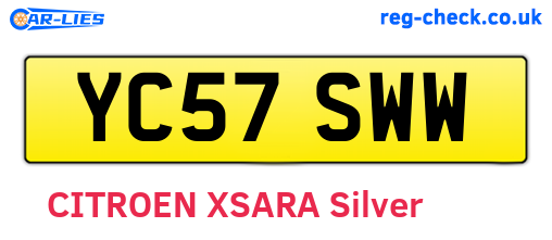YC57SWW are the vehicle registration plates.