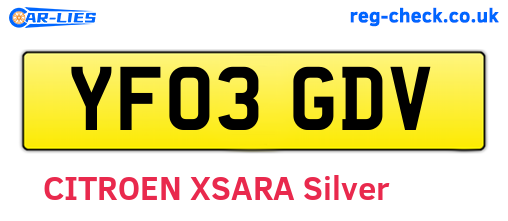 YF03GDV are the vehicle registration plates.