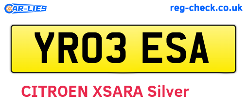 YR03ESA are the vehicle registration plates.