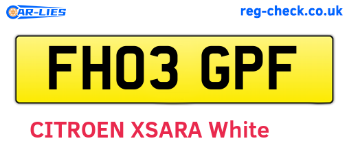 FH03GPF are the vehicle registration plates.