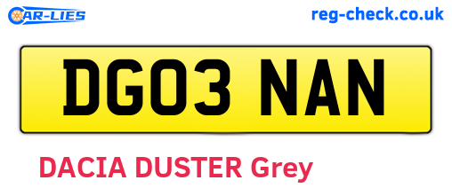 DG03NAN are the vehicle registration plates.