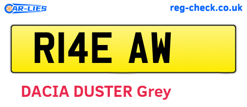 R14EAW are the vehicle registration plates.