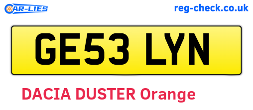 GE53LYN are the vehicle registration plates.