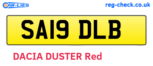 SA19DLB are the vehicle registration plates.