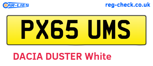 PX65UMS are the vehicle registration plates.
