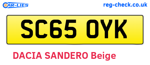 SC65OYK are the vehicle registration plates.