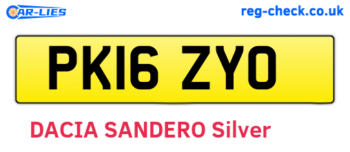 PK16ZYO are the vehicle registration plates.