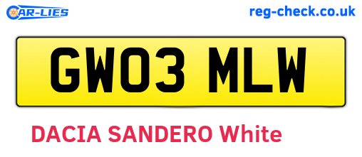 GW03MLW are the vehicle registration plates.