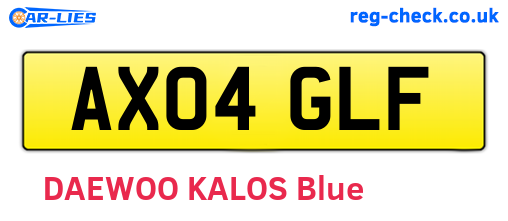 AX04GLF are the vehicle registration plates.