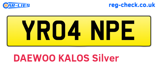 YR04NPE are the vehicle registration plates.