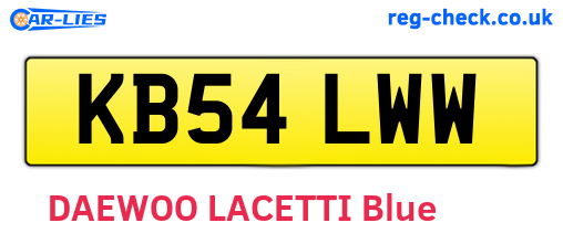 KB54LWW are the vehicle registration plates.