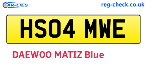 HS04MWE are the vehicle registration plates.