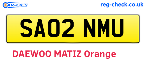 SA02NMU are the vehicle registration plates.