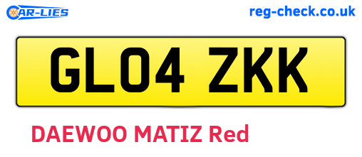 GL04ZKK are the vehicle registration plates.