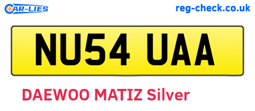 NU54UAA are the vehicle registration plates.