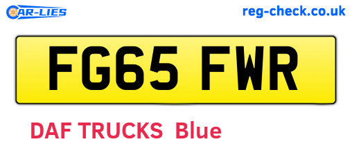 FG65FWR are the vehicle registration plates.