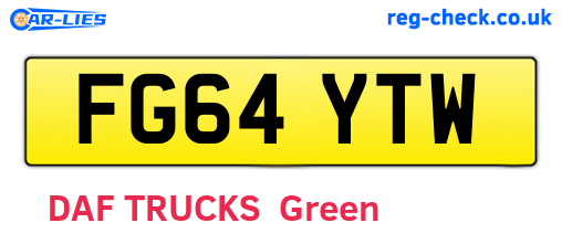 FG64YTW are the vehicle registration plates.