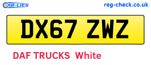 DX67ZWZ are the vehicle registration plates.